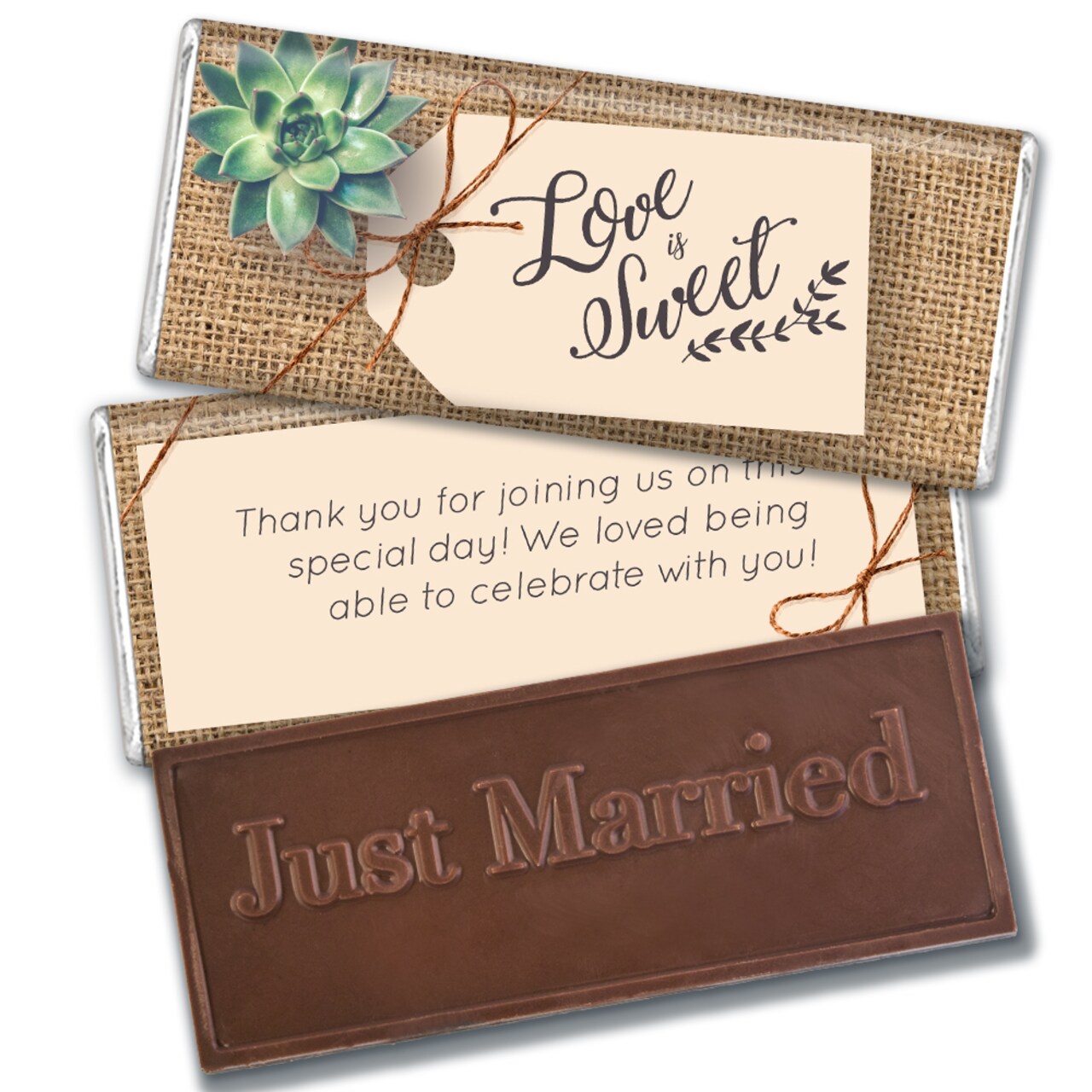 Wedding Candy Party Favors Embossed Belgian Chocolate Bars - Rustic